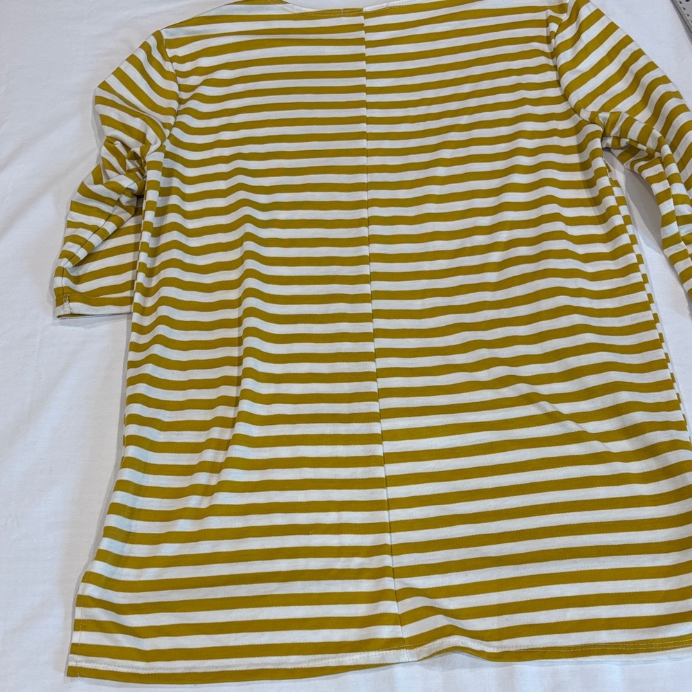 Striped Tunic Dress with Front Pocket in Mustard & White - Picture 7 of 9